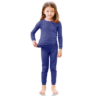 Buy fleece-navy Girl&#39;s 100% Cotton Thermal Underwear Two Piece Set