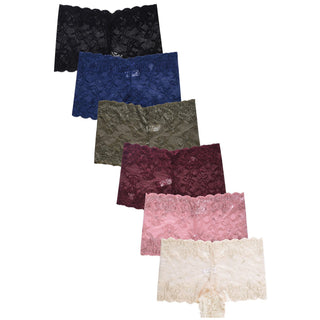 Buy luna 6 Pack of Women&#39;s Lace Boyshort Panties
