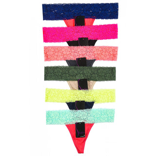 Buy passion 6 Pack of Women&#39;s Lace Detail Stretch Cotton Thong Panties