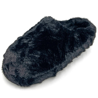 Buy plain-black LAVRA Girl&#39;s Faux Fur Lined House Slippers Fuzzy Furry Indoor Shoes