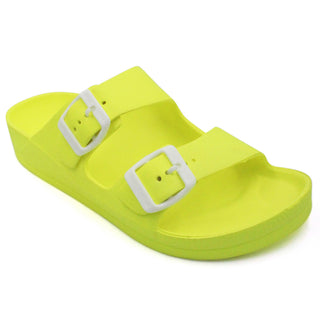 Buy neon-yellow Women&#39;s Classic Double Strap Buckle Sandals