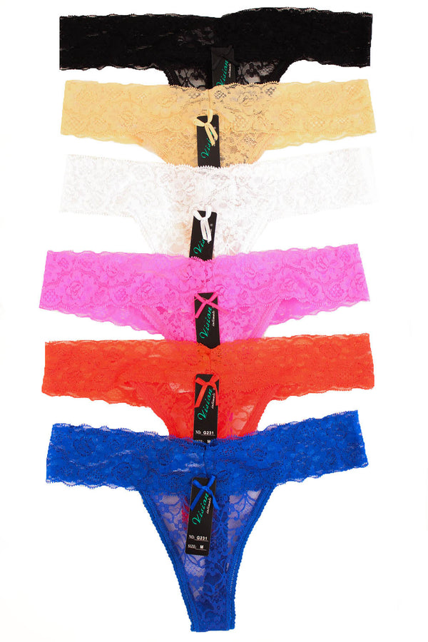 6 Pack of Women's Assorted Thong Panties