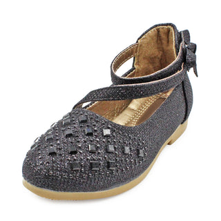 Buy black LAVRA Girls Ballerina Rhinestone Flats Glittery Mary Jane Slip On Shoes