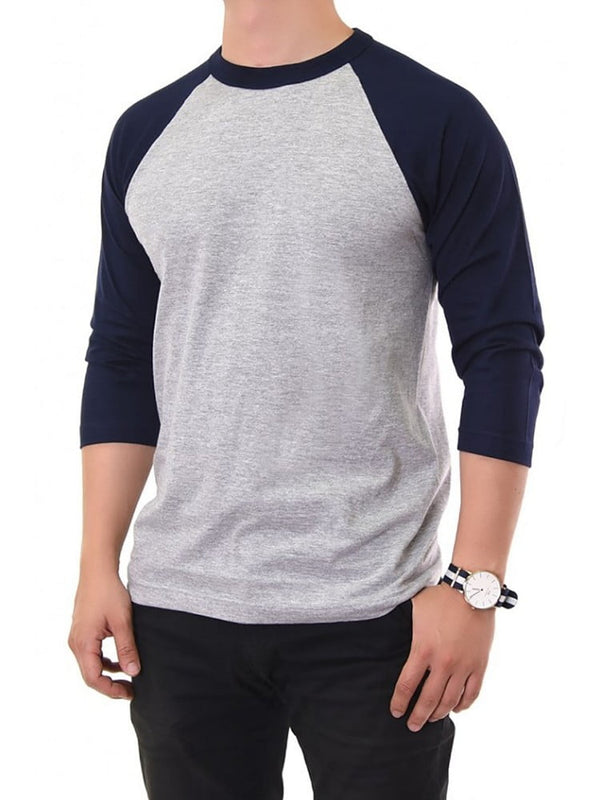 Men's 100% Cotton 3/4 Length Sleeve Raglan Baseball T-Shirt
