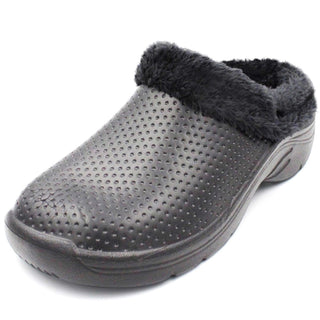 Buy black LAVRA Womens Faux Fur Lined Clogs Warm Cozy Nusring Shoes Indoor/Outdoor Garden Slip On