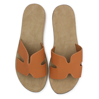 Buy tan Women&#39;s Leather Comfort Slip On Sandals