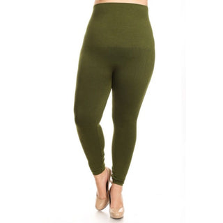 Buy green LAVRA Women&#39;s Plus Sized High Waist Slimming Compression Full Length Leggings