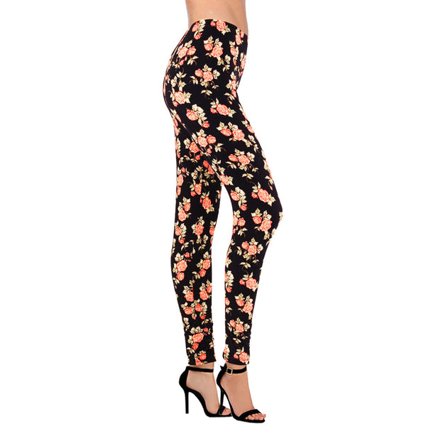 Women's Regular Size Floral Print Leggings