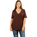 Lavra Women's Plus Size Soft Casual V-Neck Short Sleeve Tee