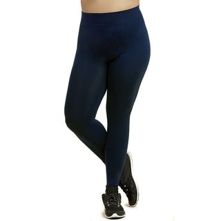 Buy navy Womens Plus Size Solid Nylon Full Length Leggings