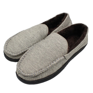 Buy canvas-beige SLM Mens Moccasin Slippers Faux Fur Lined House Shoes Comfy Bedroom Clogs