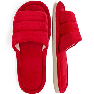 Buy red LAVRA Women&#39;s Spa Slides Soft Open Toe Bedroom Slipper House Shoes