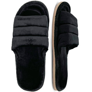 Buy black LAVRA Women&#39;s Spa Slides Soft Open Toe Bedroom Slipper House Shoes
