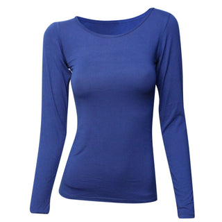 Buy royal-blue LAVRA Women&#39;s Soft Casual Crew Neck Long Sleeve Shirt