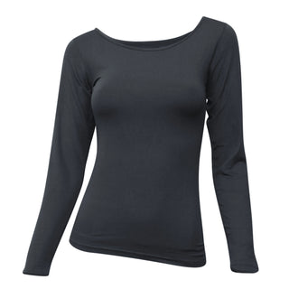 Buy charcoal LAVRA Women&#39;s Soft Casual Crew Neck Long Sleeve Shirt