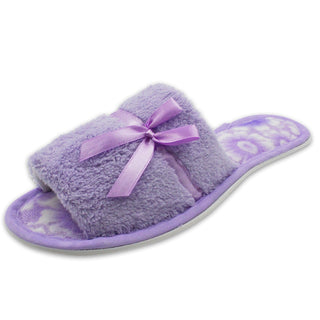 Buy purple Lavra Women&#39;s Plush Terry Cloth Cozy Open Toe Slippers Gift