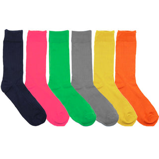 Buy solid-bright Men&#39;s 6 Pack of Colorful Fashion Dress Socks