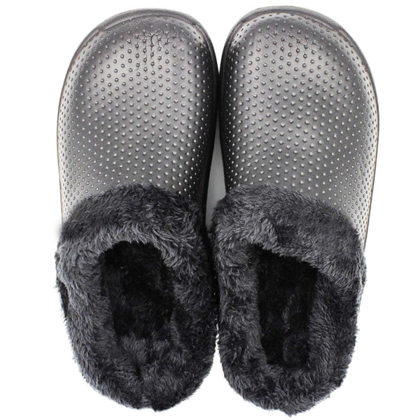 Ventana Men's Fur Lined Clogs | Lining Slippers For men Indoor Outdoor & Cozy Nursing Shoes | Warm Comfortable Garden Slip On Faux Fur Slippers