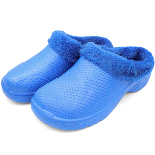 Buy royal-blue LAVRA Womens Faux Fur Lined Clogs Warm Cozy Nusring Shoes Indoor/Outdoor Garden Slip On