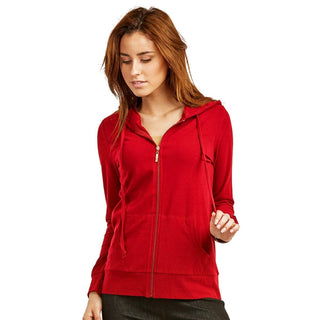 Buy red Women&#39;s Zip Up Long Sleeve Hoodie