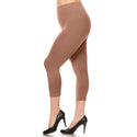 Women's Plus Size Capri Cropped Solid Color Leggings