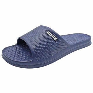 Buy hex-navy SLM Men&#39;s Soft Rubber Cushion Slip On Casual Bathroom and House Slide Sandals