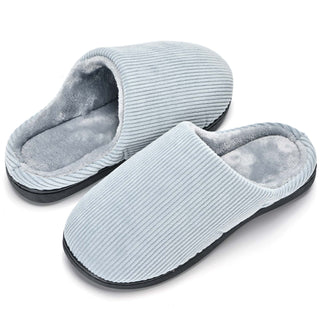 Buy blue LAVRA Men&#39;s Corduroy Slippers Memory Foam Bedroom House Shoes