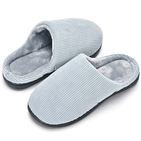 LAVRA Men's Corduroy Slippers Memory Foam Bedroom House Shoes