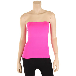 Buy neon-pink Women&#39;s Seamless Stretch Long Bandeau Tube Top