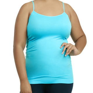 Buy aqua-blue Women&#39;s Plus Size Stretch Camisole Cami Tank Top