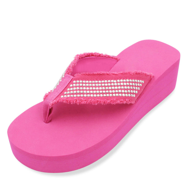 LAVRA Women's Platform Wedge Sandals Summer Beach Studded T Strap Flip Flops