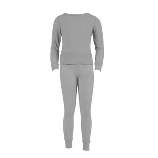 Buy light-gray Girl&#39;s 100% Cotton Thermal Underwear Two Piece Set
