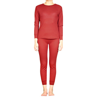 Buy dark-red Women&#39;s 100% Cotton Thermal Underwear Two Piece Long Johns Set