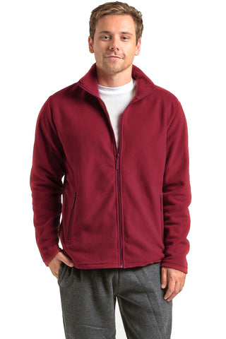Buy burgundy Men&#39;s Polar Fleece Zip Up Long Sleeve Jacket