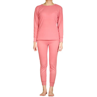 Buy pink-2 Women&#39;s 100% Cotton Thermal Underwear Two Piece Long Johns Set