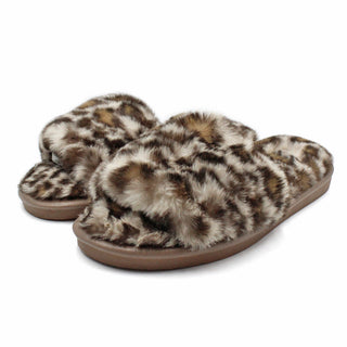 Buy leopard LAVRA Womens Fuzzy Slides Faux Fur Slippers Sandals Gift