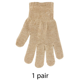 Buy beige Pair of Womens Winter Knit Gloves Warm Soft Stretch Full Finger Mittens