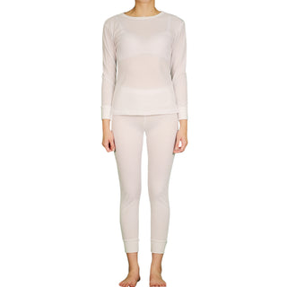 Buy white Women&#39;s 100% Cotton Thermal Underwear Two Piece Long Johns Set