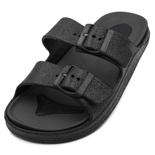 Buy black-black Men&#39;s Classic Double Strap Buckle Sandals