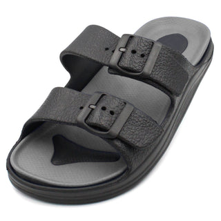 Buy gray-black Men&#39;s Classic Double Strap Buckle Sandals