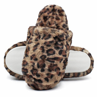Buy leopard LAVRA Tiger Fuzzy Slippers Women | Leopard Print Shoes Women &amp; Slip On Closed Toe Bedroom Slippers | Furry Faux Fur Lined Slippers For Women Indoor
