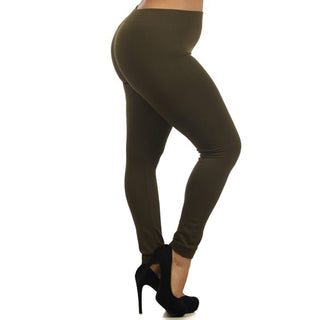 Buy olive Women&#39;s Plus Size Fleece Full Length Solid Color Leggings