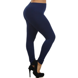 Buy navy-blue Women&#39;s Plus Size Fleece Full Length Solid Color Leggings