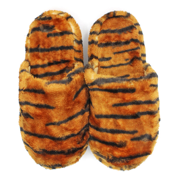 LAVRA Tiger Fuzzy Slippers Women | Leopard Print Shoes Women & Slip On Closed Toe Bedroom Slippers | Furry Faux Fur Lined Slippers For Women Indoor