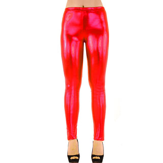 Buy red Women&#39;s Metallic Shiny Leggings