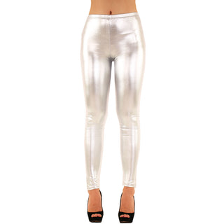 Buy silver Women&#39;s Metallic Shiny Leggings