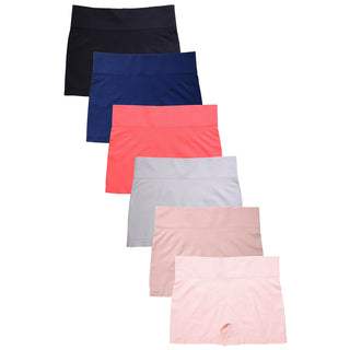 Buy coral 6 Pack of Women&#39;s Seamless Stretch Boy Shorts Panties