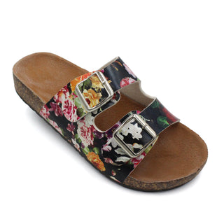 Buy flower Women&#39;s Classic Double Strap Buckle Sandals
