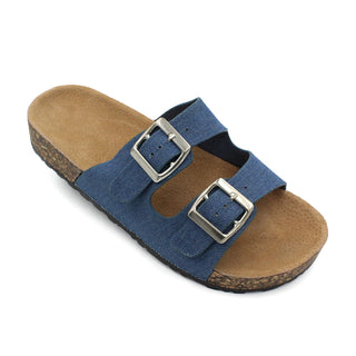 Buy denim Women&#39;s Classic Double Strap Buckle Sandals