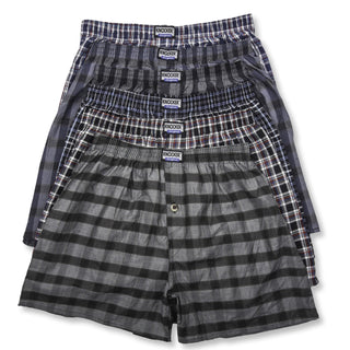 Men's 6 Pack of Cotton Plaid Boxer Shorts